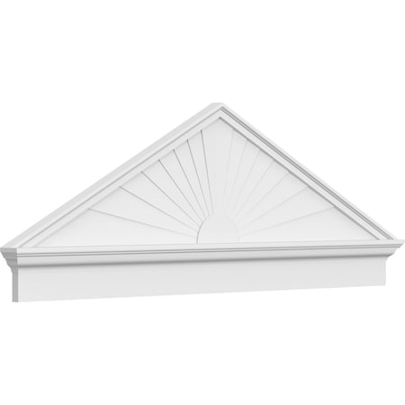 Ekena Millwork Peaked Cap Sunburst Architectural PVC Combination Pediment, 64"W x 22-7/8"H x 2-3/4"P (Pitch 6/12) PEDPC064X230PKC01